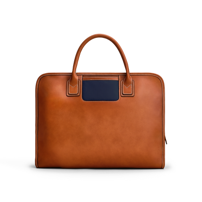 The Briefcase - Cognac/Navy