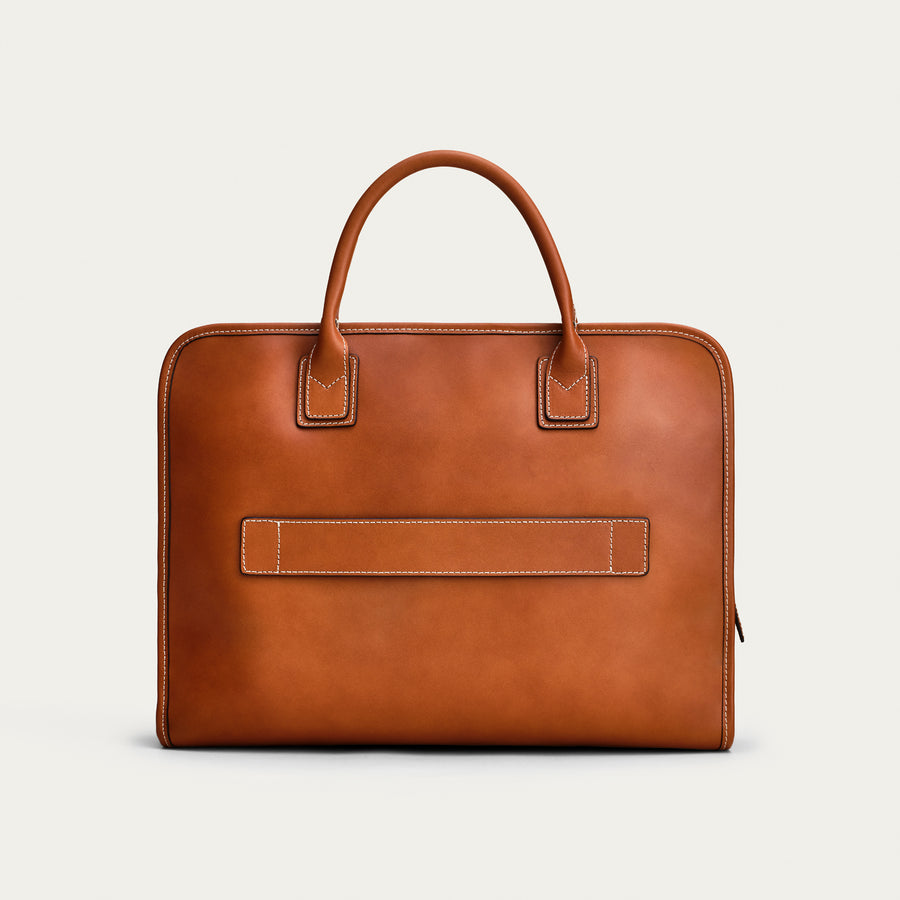 The Briefcase - Cognac/Navy