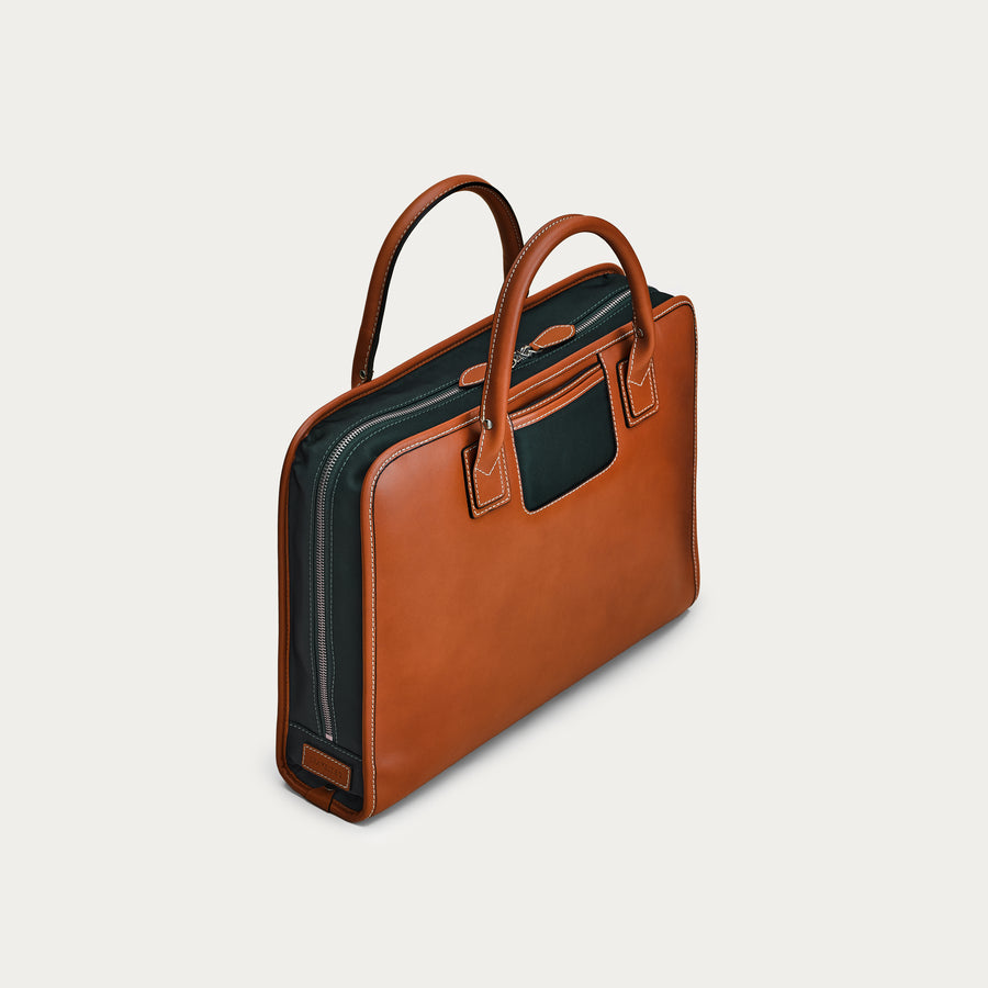 The Briefcase - Cognac/Green