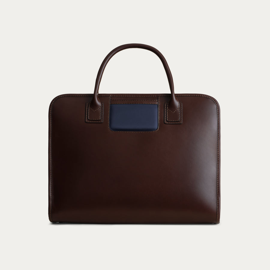 The Briefcase - Espresso/Navy