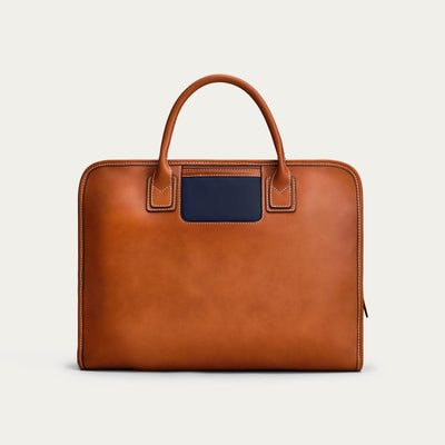 The Briefcase - Cognac/Navy