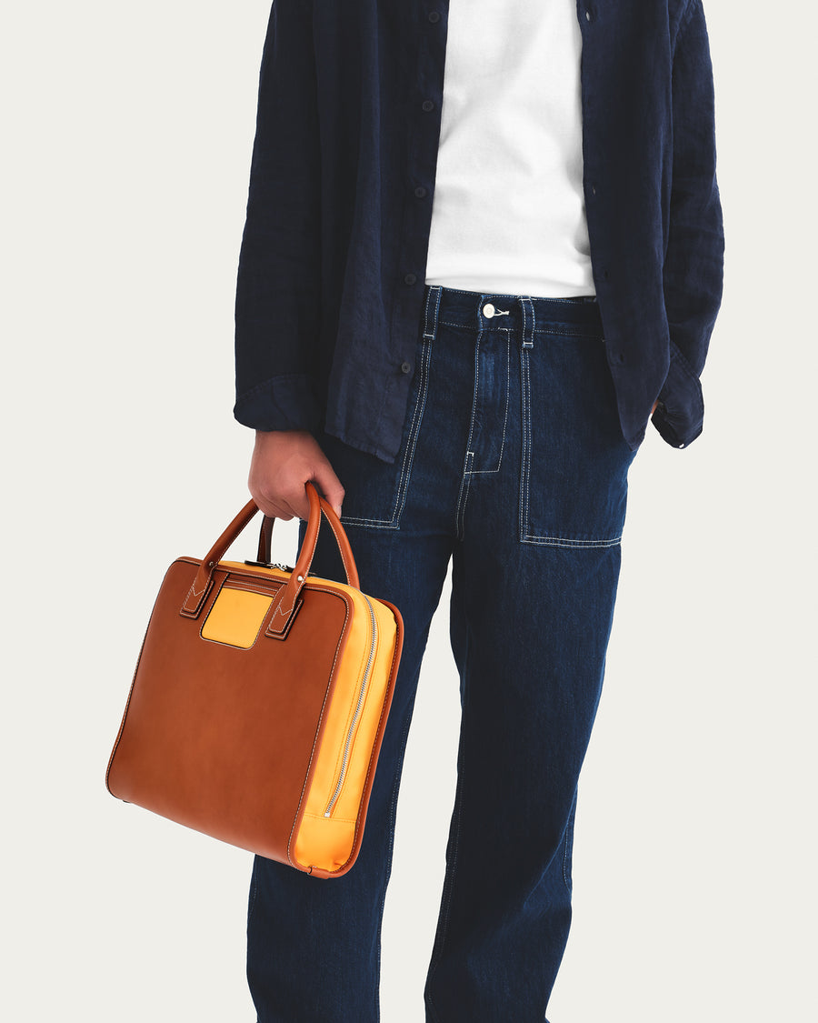 The Briefcase - Cognac/Orange