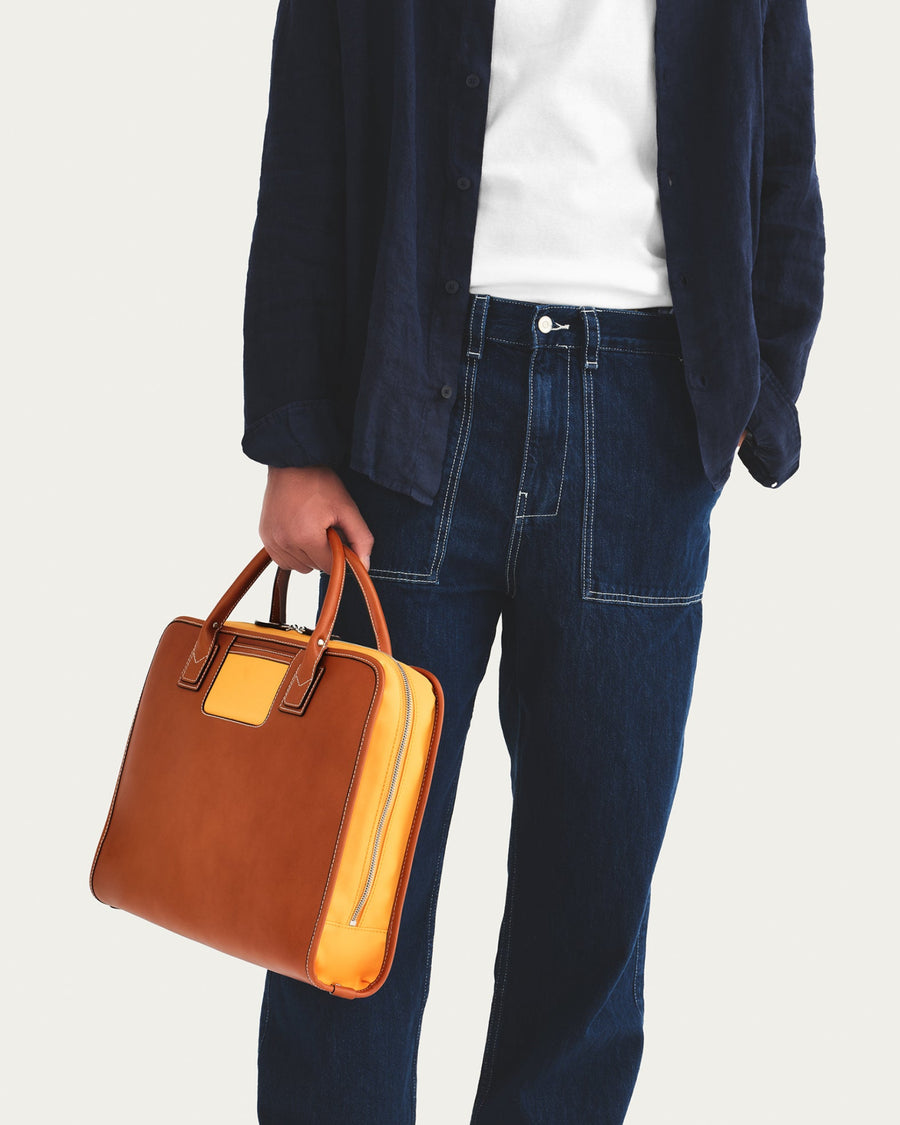 The Briefcase - Cognac/Orange
