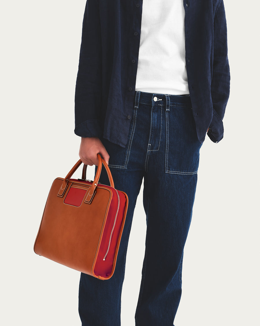 The Briefcase - Cognac/Red