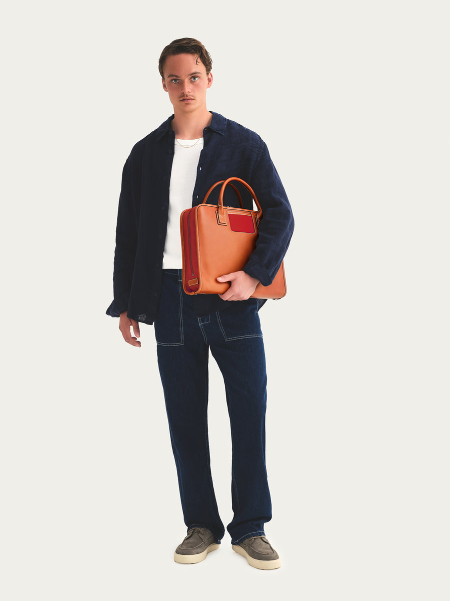 The Briefcase - Cognac/Red
