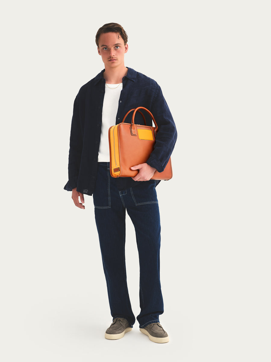 The Briefcase - Cognac/Orange
