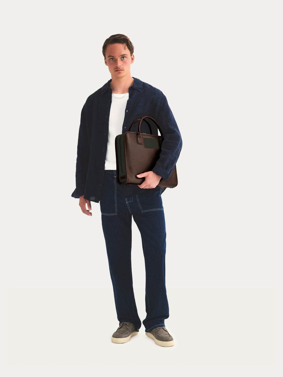 The Briefcase - Espresso/Green