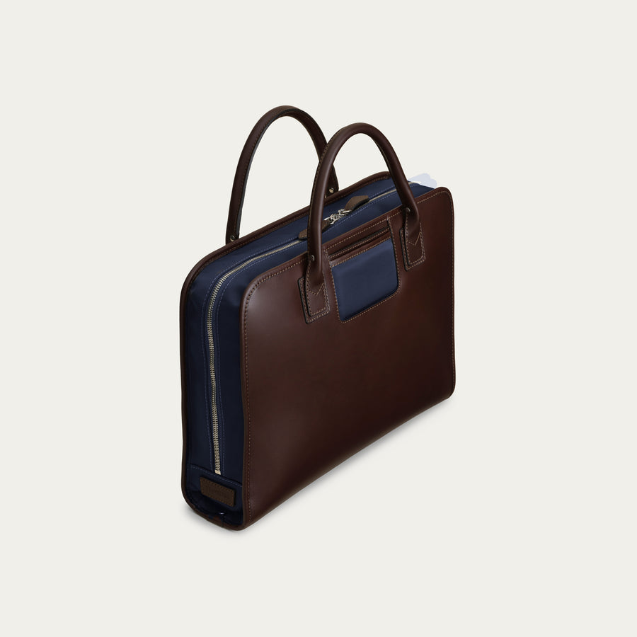 The Briefcase - Espresso/Navy
