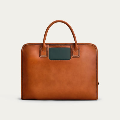 The Briefcase - Cognac/Green