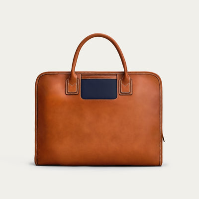 The Briefcase - Cognac/Navy