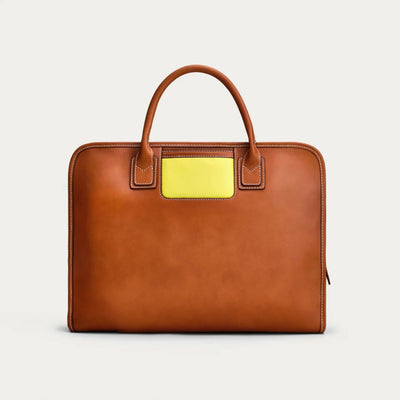 The Briefcase - Cognac/Yellow