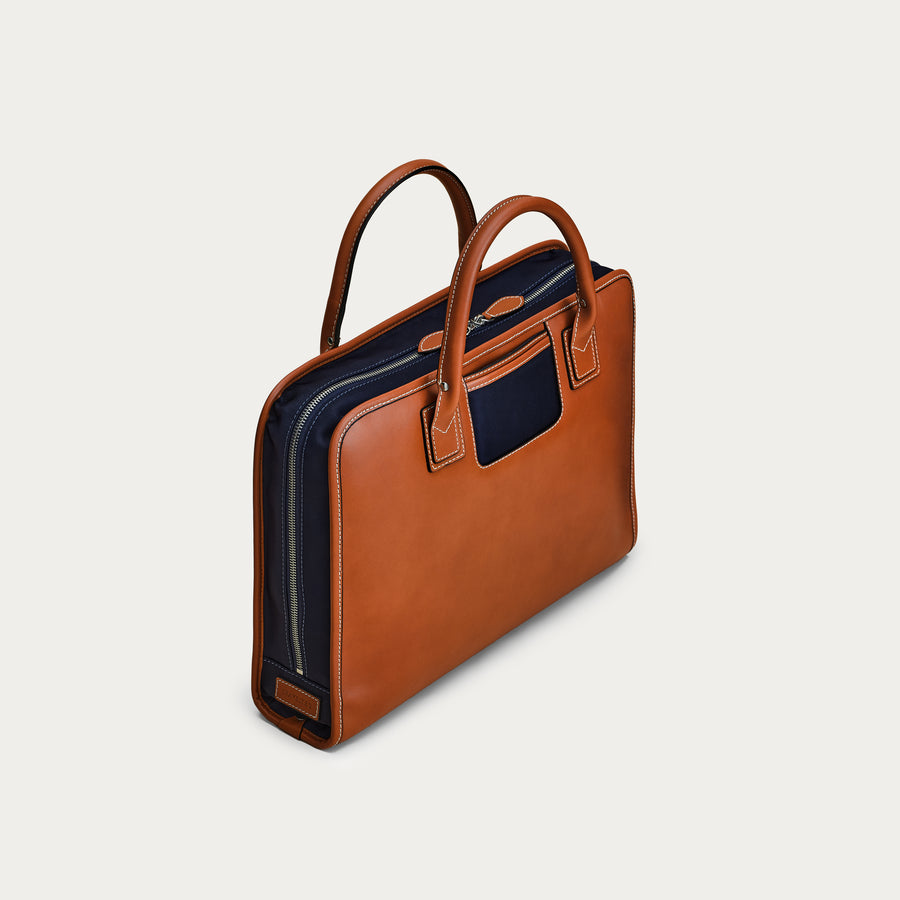 The Briefcase - Cognac/Navy