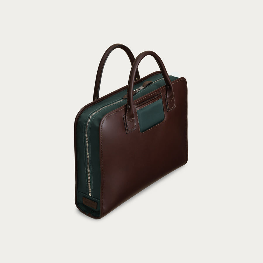 The Briefcase - Espresso/Green