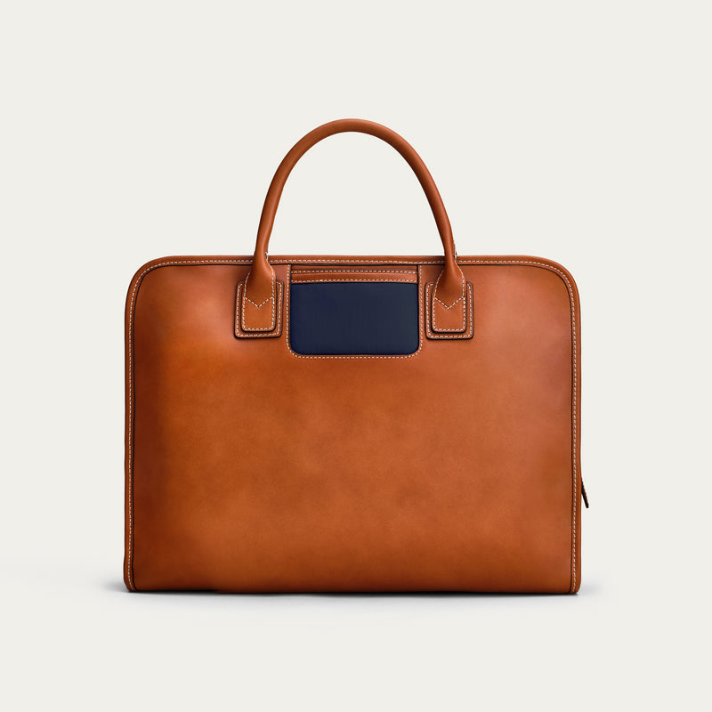 The Briefcase - Cognac/Navy