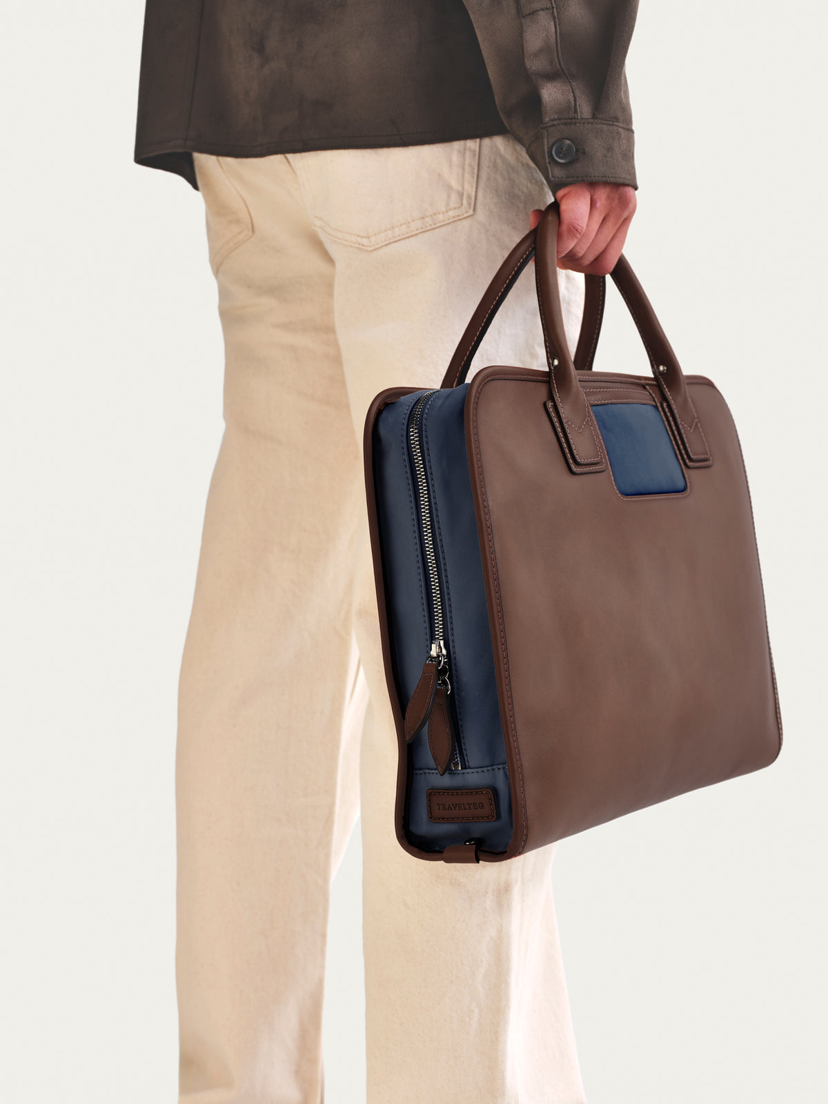 The Briefcase - Espresso/Navy