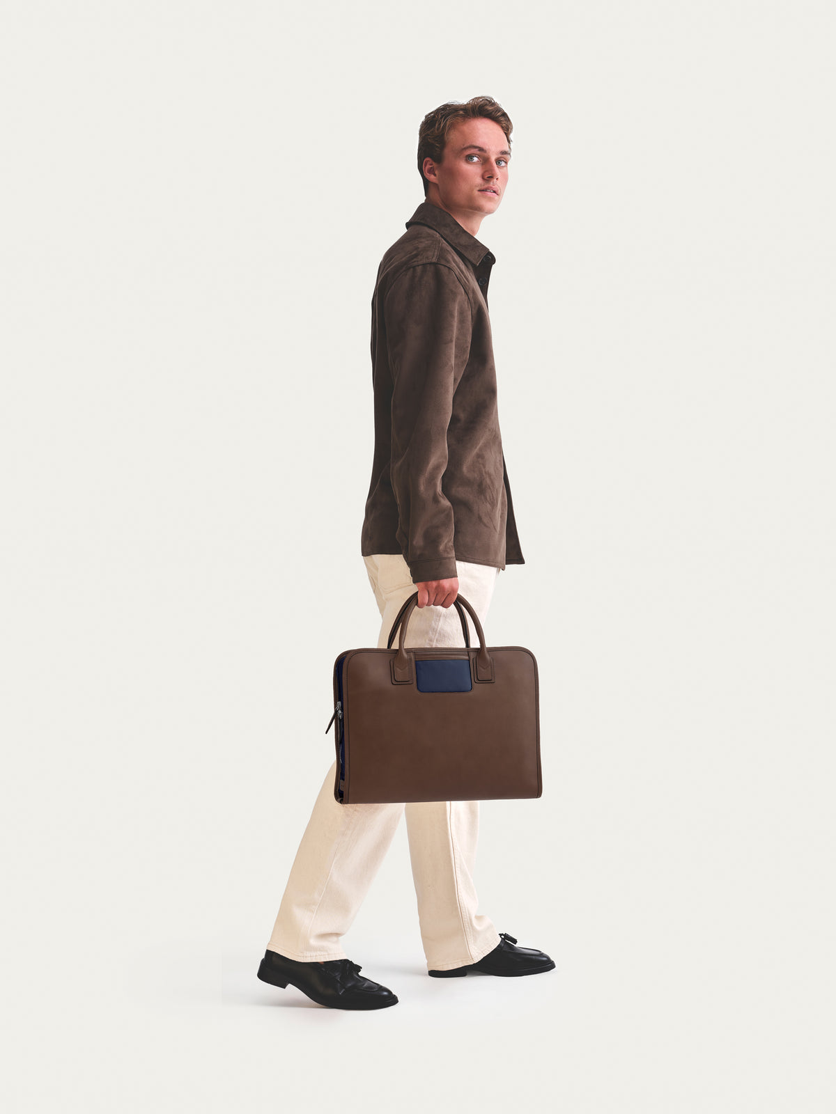 The Briefcase - Espresso/Navy