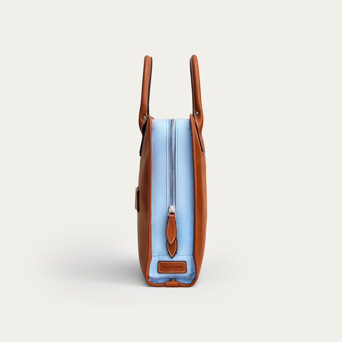 The Briefcase - Cognac/Light Blue