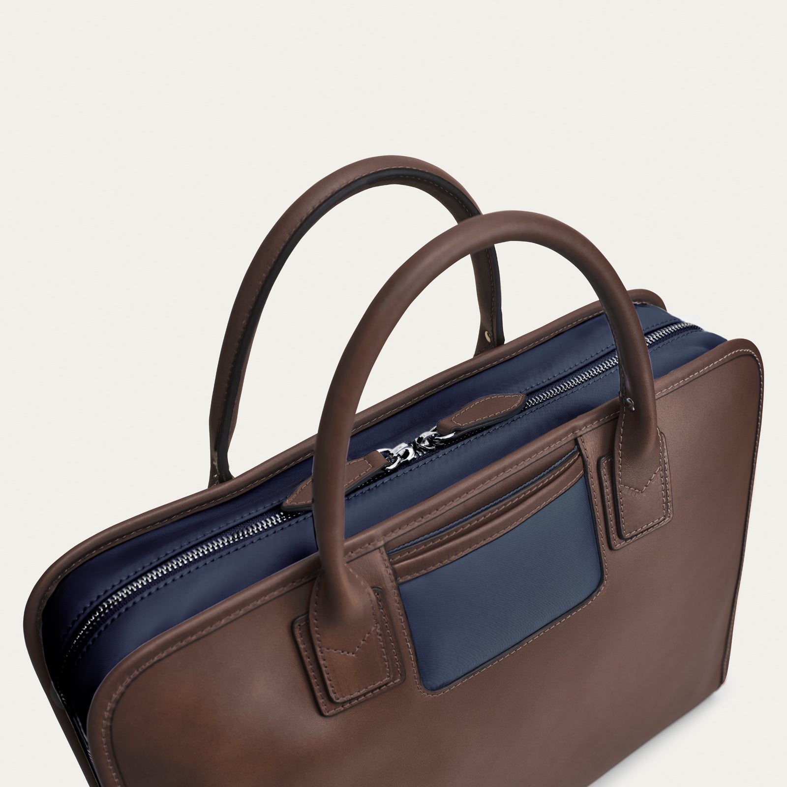 The Briefcase - Espresso/Navy