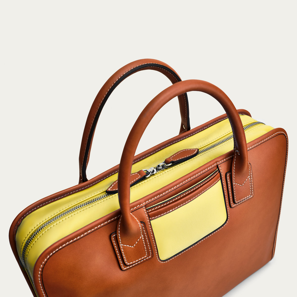 The Briefcase - Cognac/Yellow