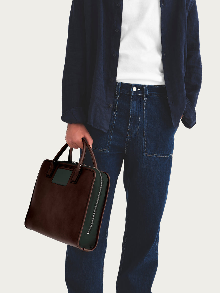 The Briefcase - Espresso/Green